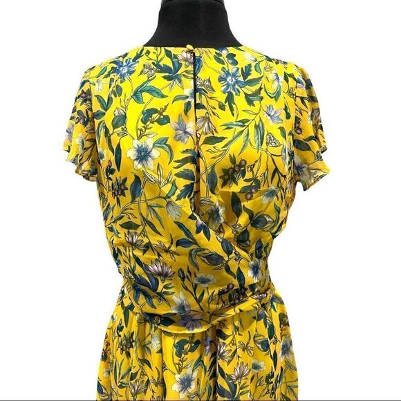 sam Edelman Yellow Retro Floral Printed Flowy Mini Dress Sz M - Picture 3 of 15